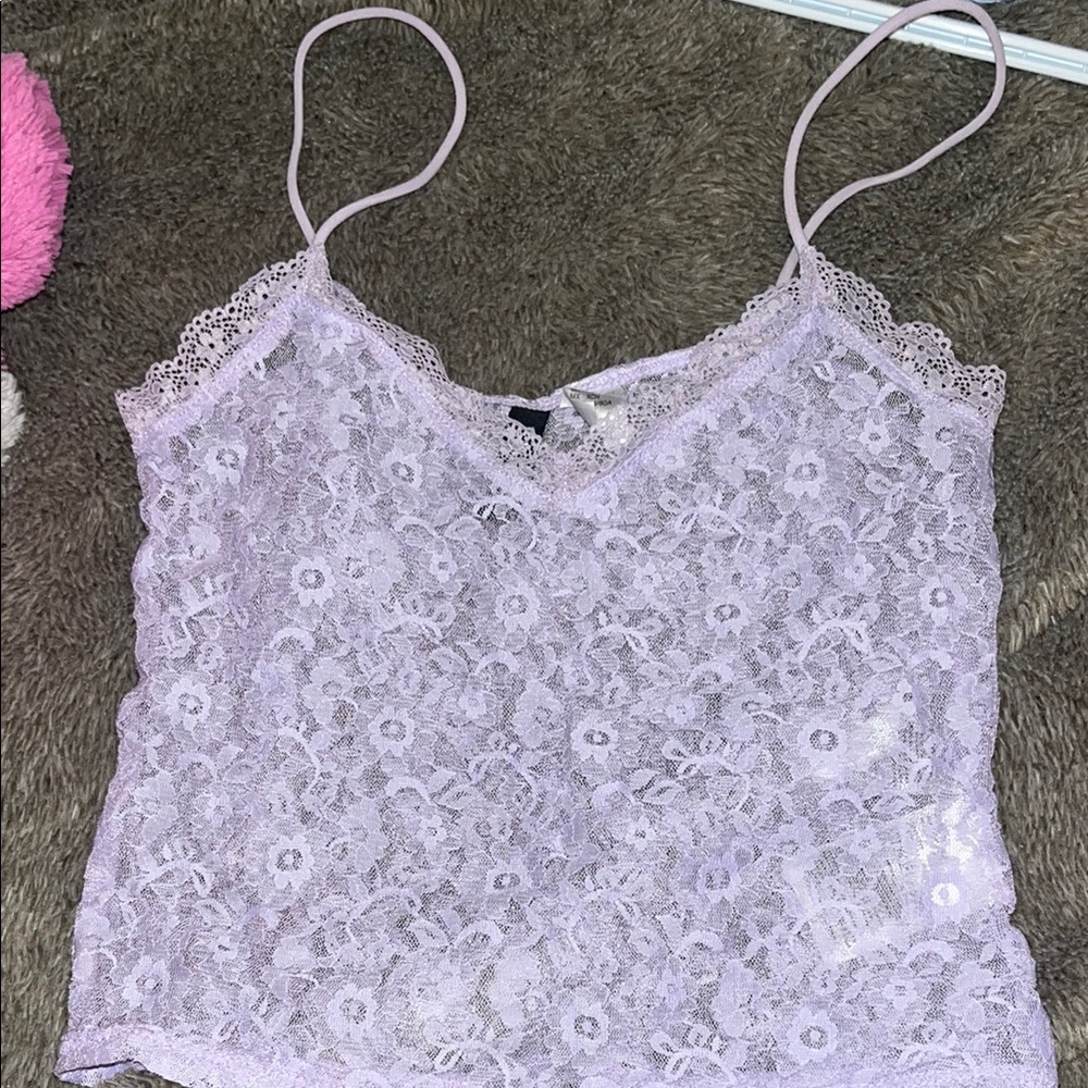 H&M Purple Lace Crop Camisole